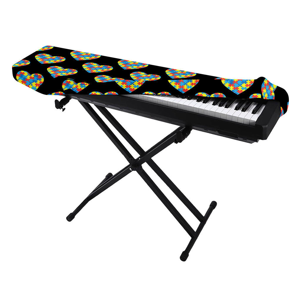 Autism Awareness Heart Pattern Print Piano Keyboard Cover