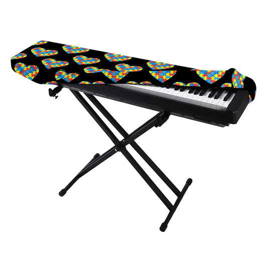 Autism Awareness Heart Pattern Print Piano Keyboard Cover