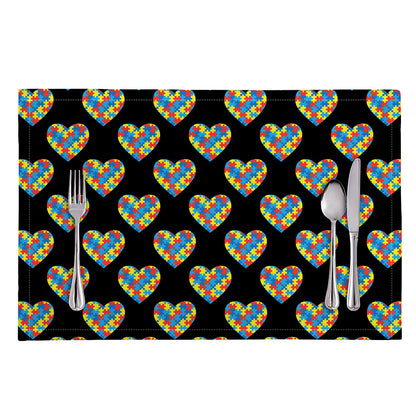 Autism Awareness Heart Pattern Print Placemat