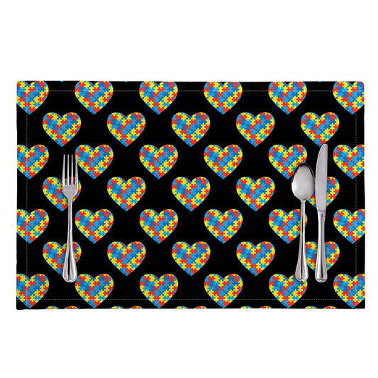 Autism Awareness Heart Pattern Print Placemat
