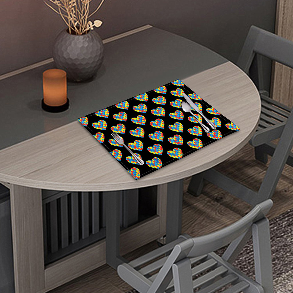Autism Awareness Heart Pattern Print Placemat