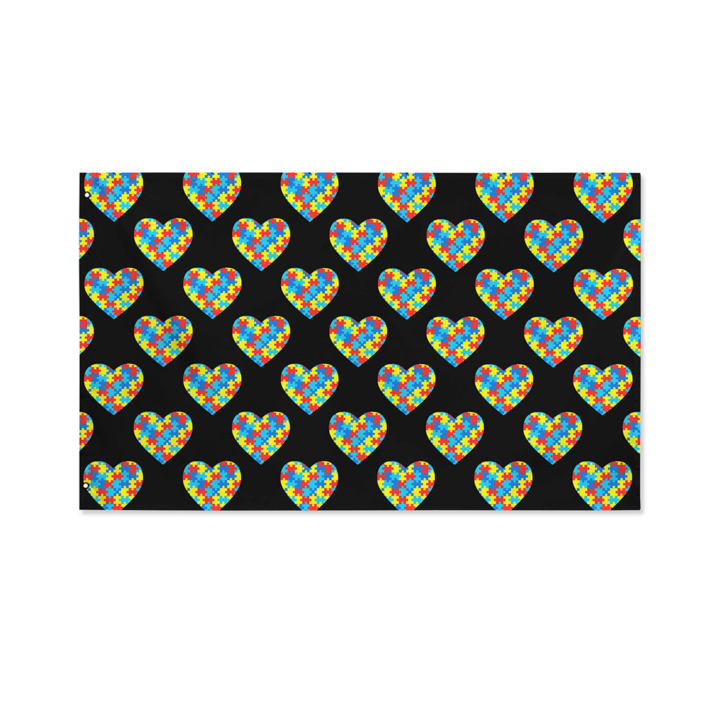 Autism Awareness Heart Pattern Print Polyester Flag