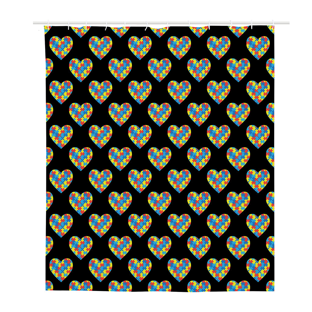Autism Awareness Heart Pattern Print Polyester Shower Curtain