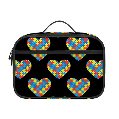 Autism Awareness Heart Pattern Print Portable Lunch Bag