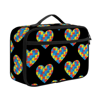Autism Awareness Heart Pattern Print Portable Lunch Bag