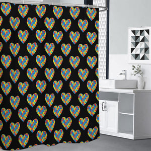 Autism Awareness Heart Pattern Print Premium Shower Curtain