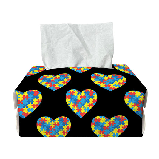 Autism Awareness Heart Pattern Print Rectangle Tissue Box Cover