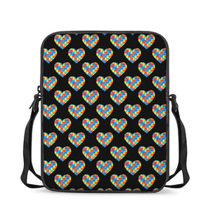 Autism Awareness Heart Pattern Print Rectangular Crossbody Bag