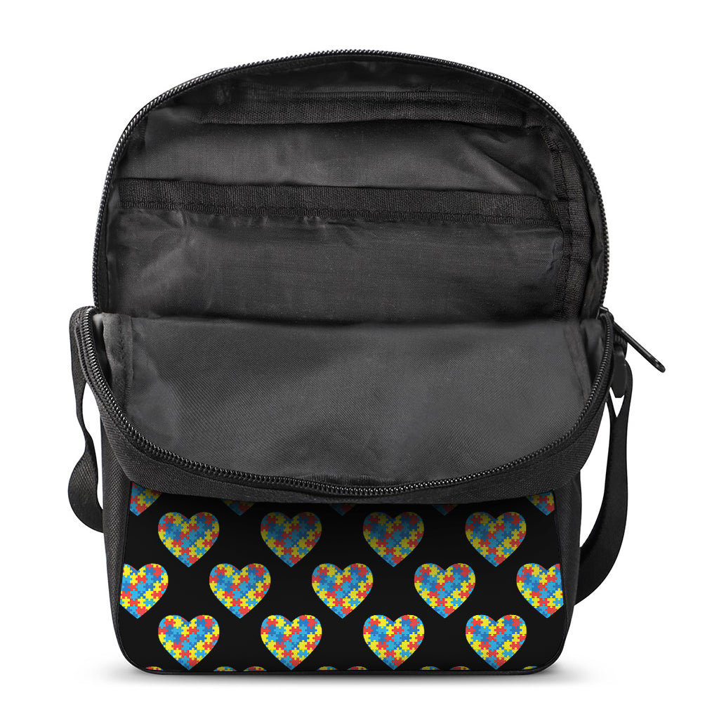 Autism Awareness Heart Pattern Print Rectangular Crossbody Bag