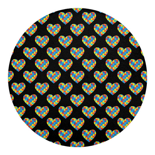 Autism Awareness Heart Pattern Print Round Blanket
