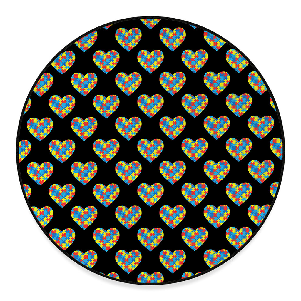 Autism Awareness Heart Pattern Print Round Floor Mat