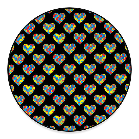 Autism Awareness Heart Pattern Print Round Floor Mat