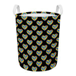 Autism Awareness Heart Pattern Print Round Laundry Basket