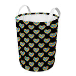 Autism Awareness Heart Pattern Print Round Laundry Basket