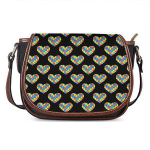 Autism Awareness Heart Pattern Print Saddle Bag