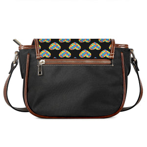 Autism Awareness Heart Pattern Print Saddle Bag