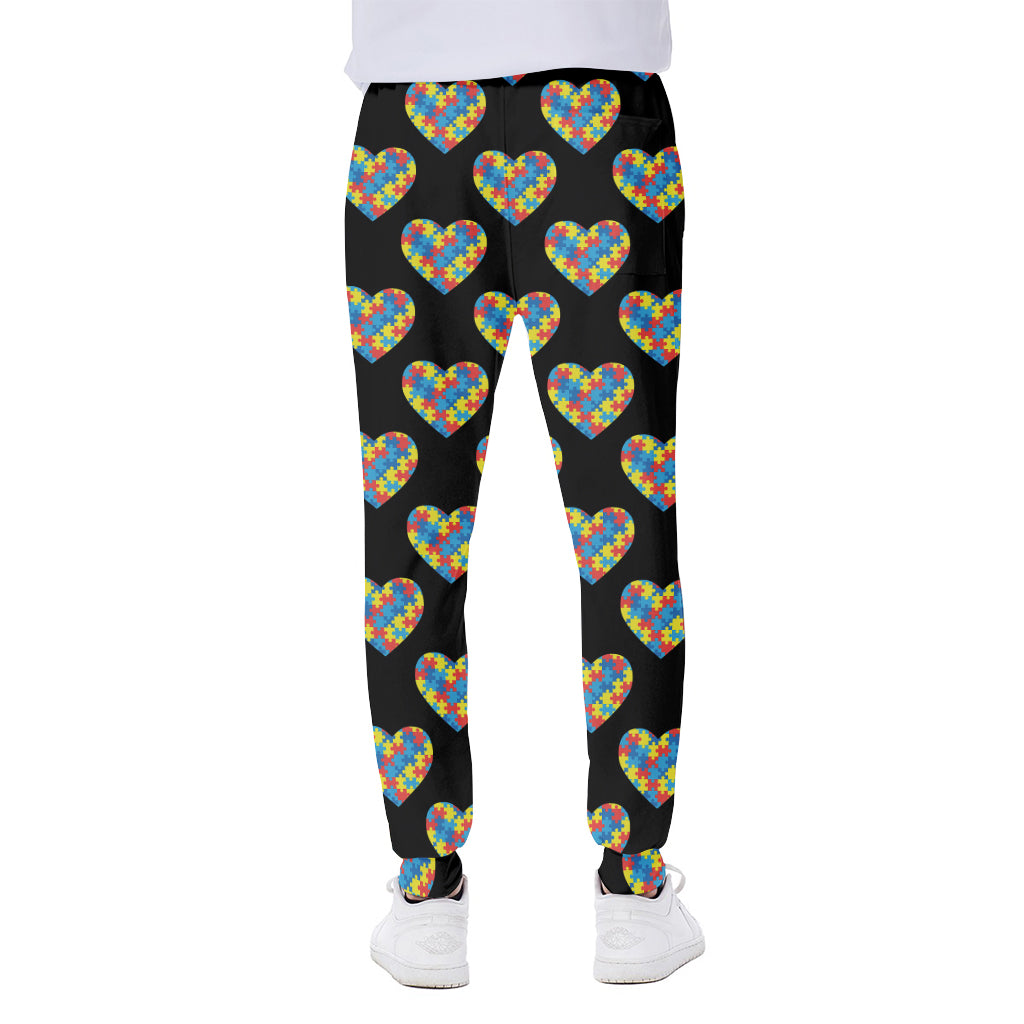 Autism Awareness Heart Pattern Print Scuba Joggers