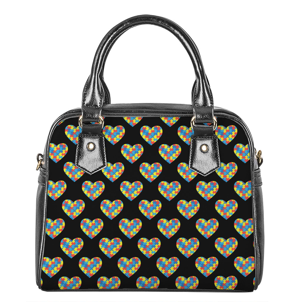 Autism Awareness Heart Pattern Print Shoulder Handbag