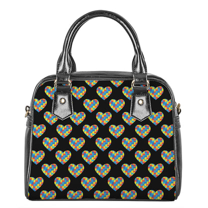 Autism Awareness Heart Pattern Print Shoulder Handbag