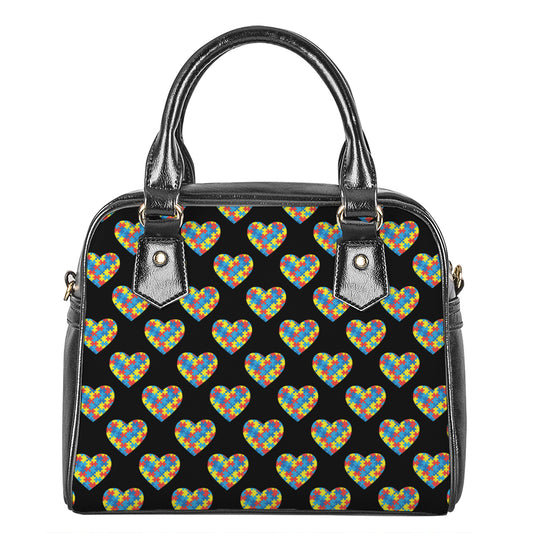 Autism Awareness Heart Pattern Print Shoulder Handbag