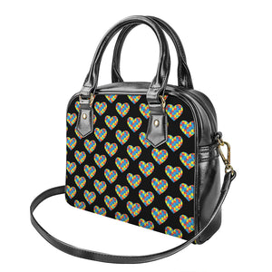 Autism Awareness Heart Pattern Print Shoulder Handbag