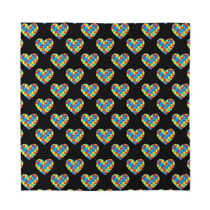 Autism Awareness Heart Pattern Print Silk Bandana