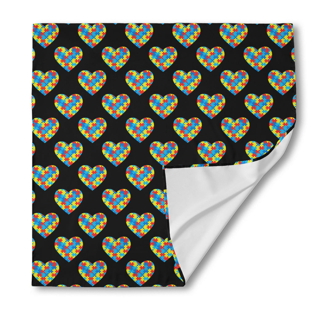 Autism Awareness Heart Pattern Print Silk Bandana