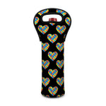 Autism Awareness Heart Pattern Print Single Neoprene Wine Tote