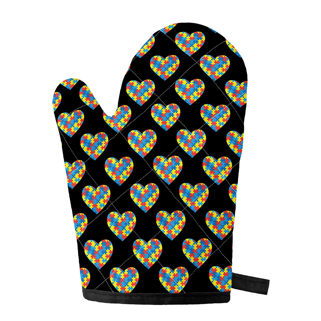 Autism Awareness Heart Pattern Print Single Oven Mitt