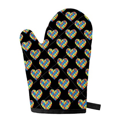 Autism Awareness Heart Pattern Print Single Oven Mitt