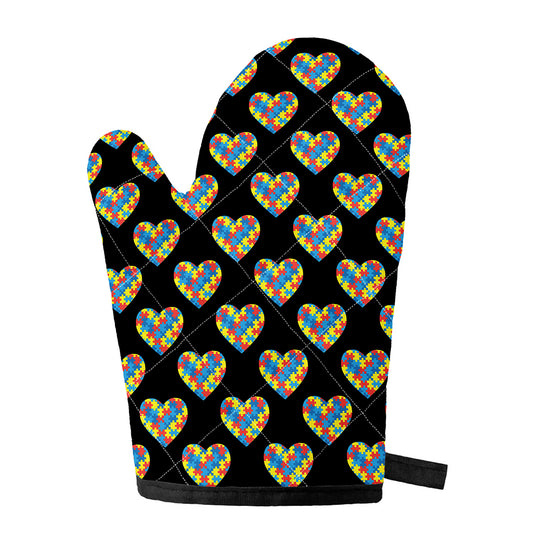 Autism Awareness Heart Pattern Print Single Oven Mitt
