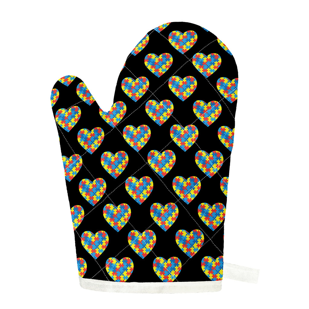 Autism Awareness Heart Pattern Print Single Oven Mitt