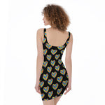 Autism Awareness Heart Pattern Print Sleeveless Bodycon Dress