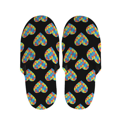 Autism Awareness Heart Pattern Print Slippers
