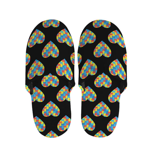 Autism Awareness Heart Pattern Print Slippers