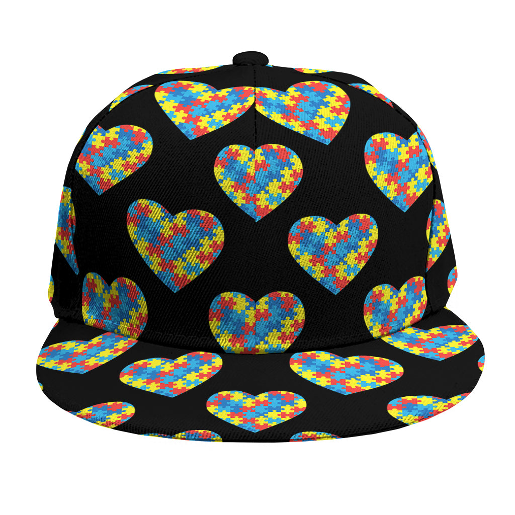 Autism Awareness Heart Pattern Print Snapback Cap