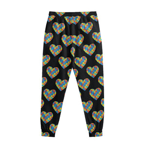 Autism Awareness Heart Pattern Print Sweatpants