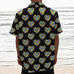 Autism Awareness Heart Pattern Print Textured Short Sleeve Shirt