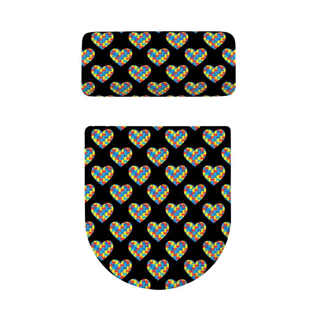 Autism Awareness Heart Pattern Print Toilet Lid And Tank Cover Set