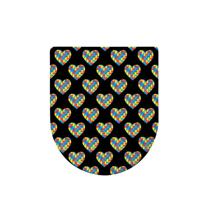Autism Awareness Heart Pattern Print Toilet Lid Cover