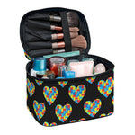 Autism Awareness Heart Pattern Print Travel Makeup Bag