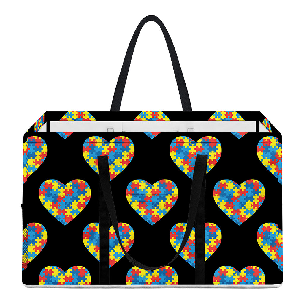 Autism Awareness Heart Pattern Print Utility Tote Bag