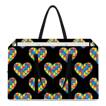 Autism Awareness Heart Pattern Print Utility Tote Bag