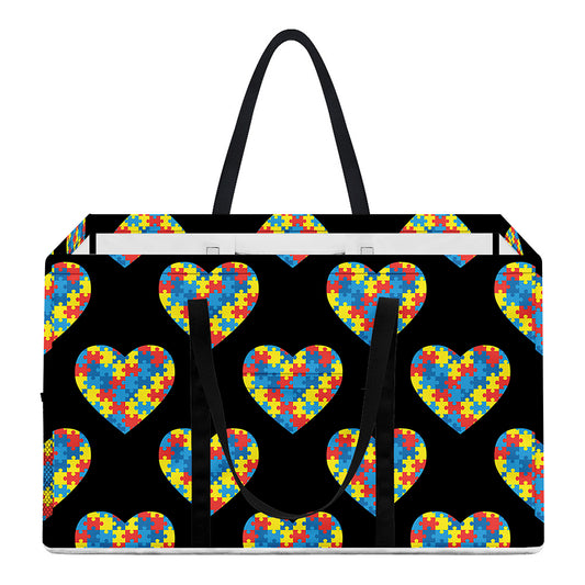 Autism Awareness Heart Pattern Print Utility Tote Bag