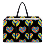 Autism Awareness Heart Pattern Print Utility Tote Bag