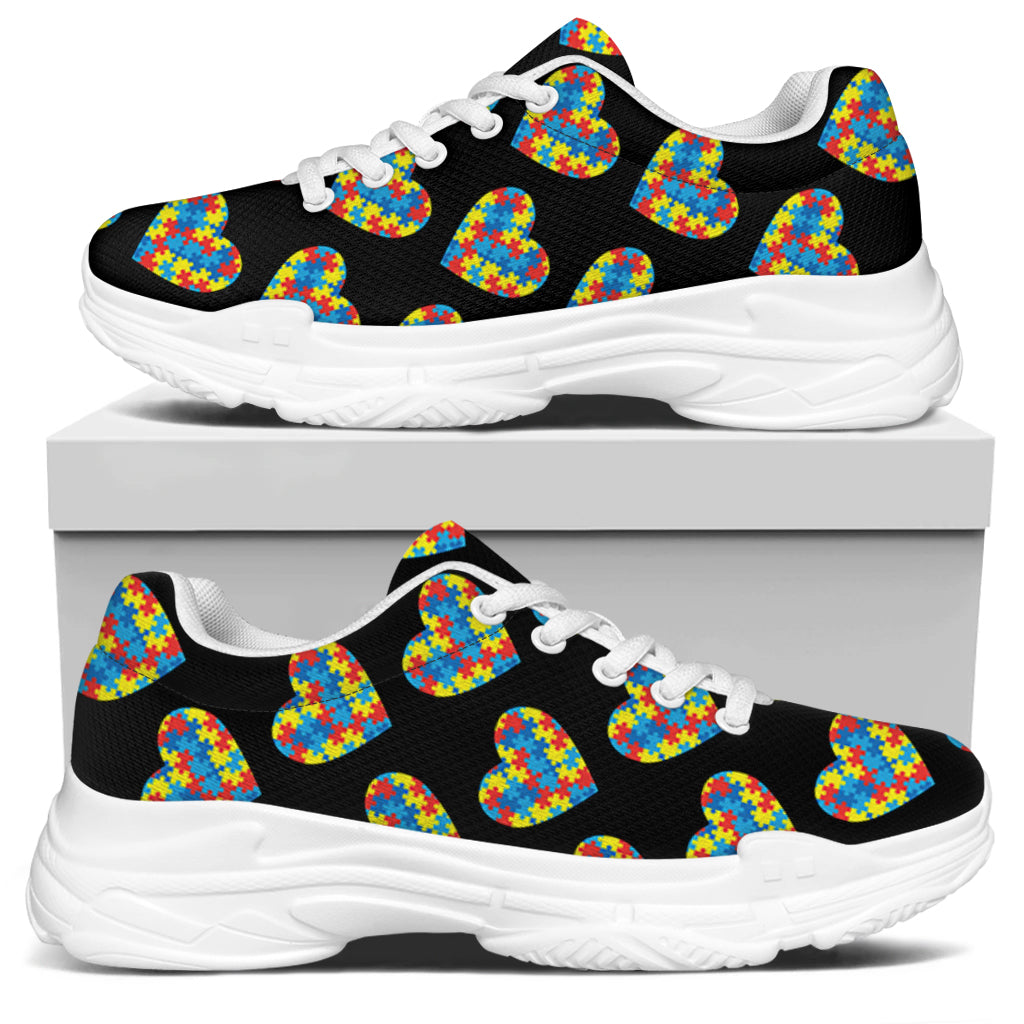 Autism Awareness Heart Pattern Print White Chunky Shoes