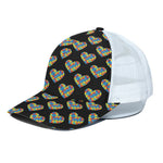Autism Awareness Heart Pattern Print White Mesh Trucker Cap