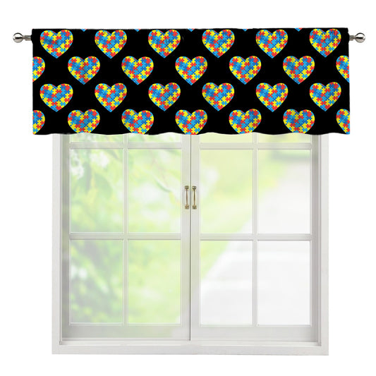 Autism Awareness Heart Pattern Print Window Valance
