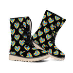 Autism Awareness Heart Pattern Print Winter Boots