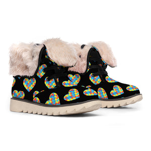 Autism Awareness Heart Pattern Print Winter Boots